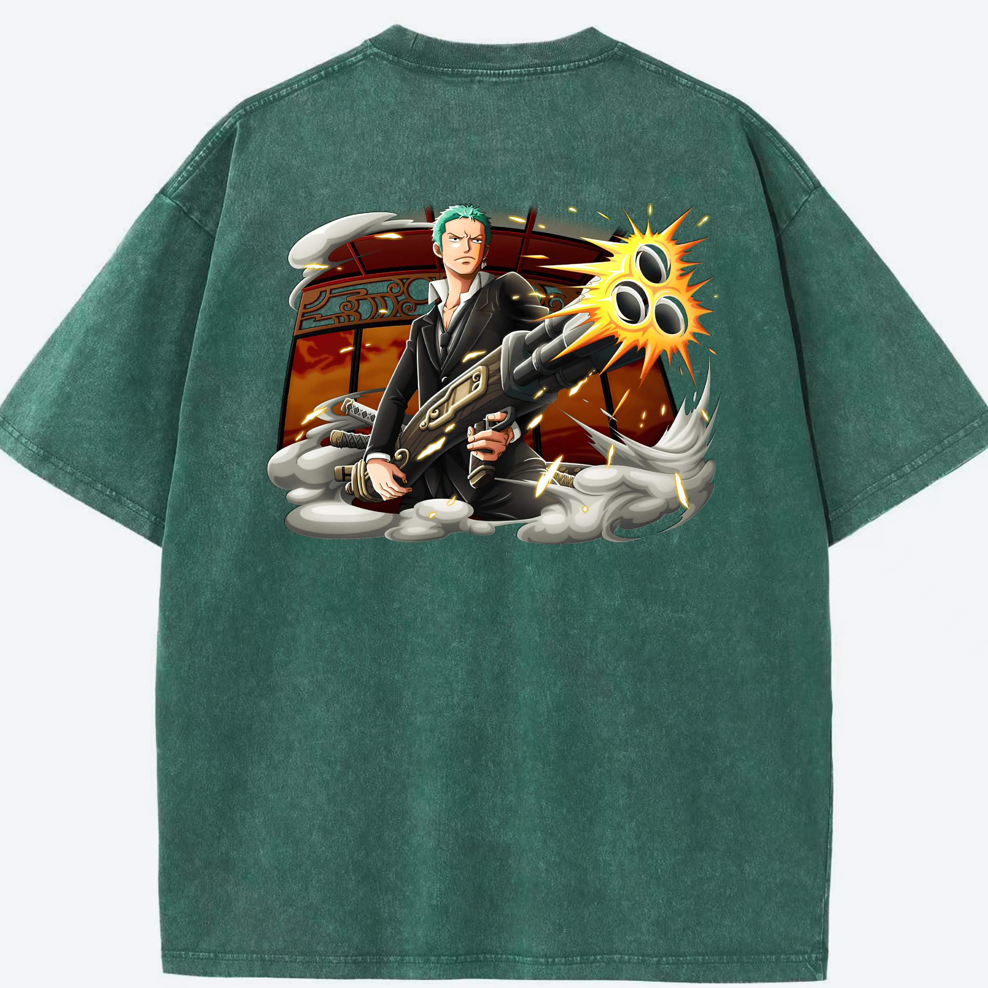 ワンピース ロロノア・ゾロ ONE PIECE Roronoa Zoro 綿100% ヴィンテージ風 半袖Tシャツ（背面プリント）
